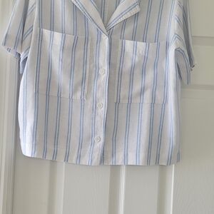 Buffalo By David Bitton White And Blue Stripe Blouse